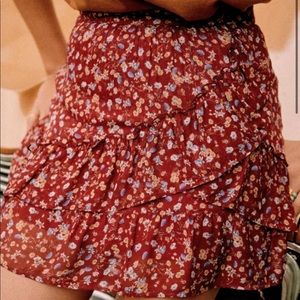 Sezane Carolina skirt burgundy flowers size US 2